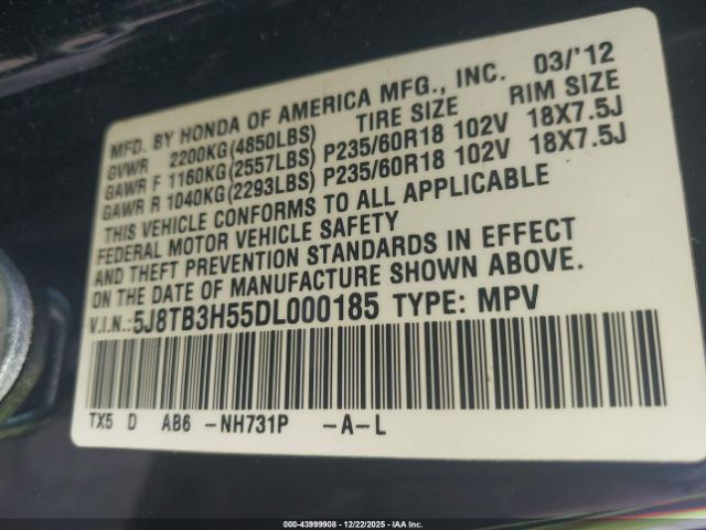 2013 ACURA RDX 5J8TB3H55DL000185 Photo 8