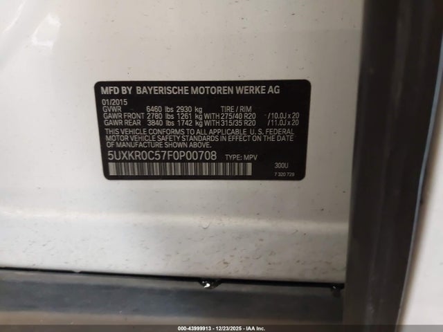 BMW X5 Xdrive35i 2015 5UXKR0C57F0P00708 Image 9