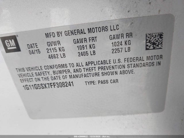 2015 CHEVROLET MALIBU 1G11G5SX7FF308241 Photo 8