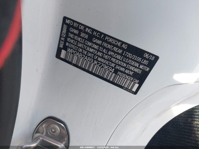 2018 PORSCHE 718 CAYMAN WP0AB2A89JK279694 Photo 8