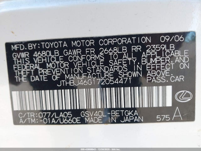 2007 LEXUS ES 350 JTHBJ46G172054471 Photo 8