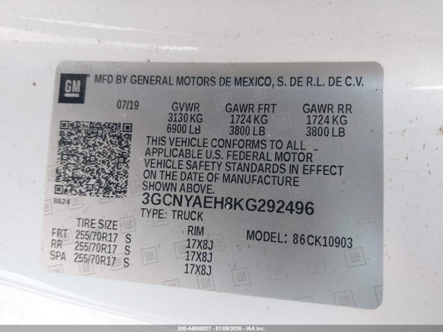 3GCNYAEH8KG292496 Chevrolet Silverado 1500 Work Truck