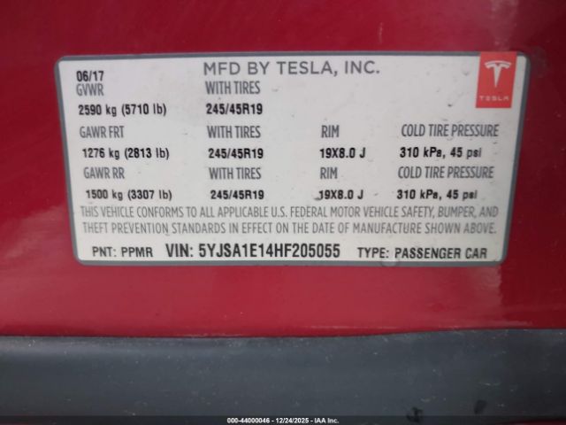 2017 TESLA MODEL S 5YJSA1E14HF205055 Photo 8