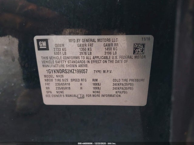 2017 CADILLAC XT5 1GYKNDRS2HZ199057 Photo 8