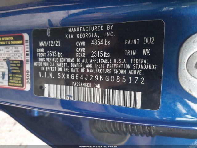 2022 KIA K5 5XXG64J29NG085172 Photo 8