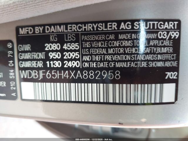 1999 MERCEDES-BENZ E 320 WDBJF65H4XA882958 Photo 8