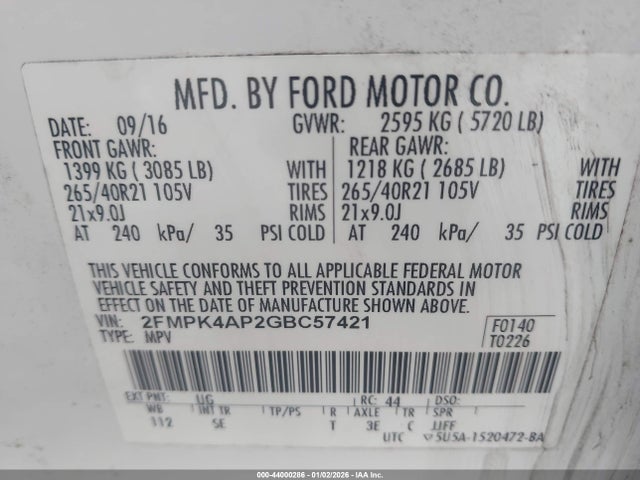 2016 FORD EDGE 2FMPK4AP2GBC57421 Photo 8