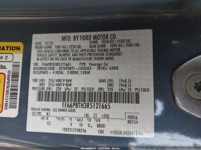Ford Mustang Ecoboost Premium Fastback 2024 1FA6P8TH3R5121665 Image 9