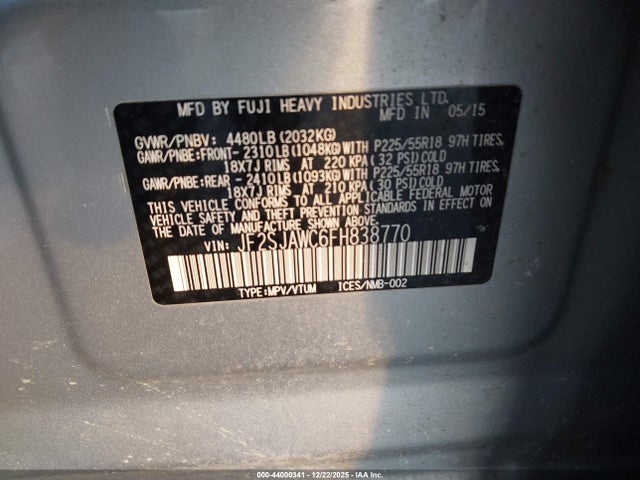 JF2SJAWC6FH838770 Subaru Forester 2.5i Touring