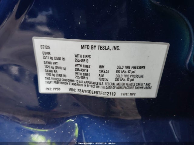 2026 TESLA MODEL Y 7SAYGDEE8TF412119 Photo 8