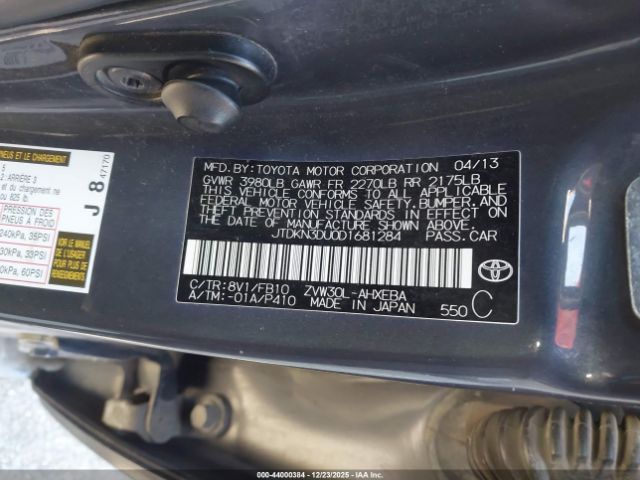 2013 TOYOTA PRIUS JTDKN3DU0D1681284 Photo 8