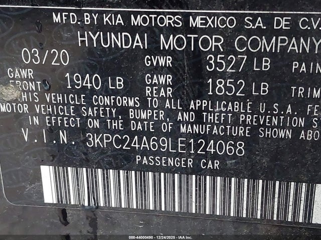 2020 HYUNDAI ACCENT 3KPC24A69LE124068 Photo 8