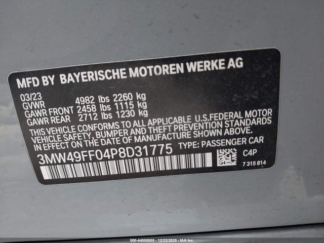 2023 BMW 3 SERIES 3MW49FF04P8D31775 Photo 8