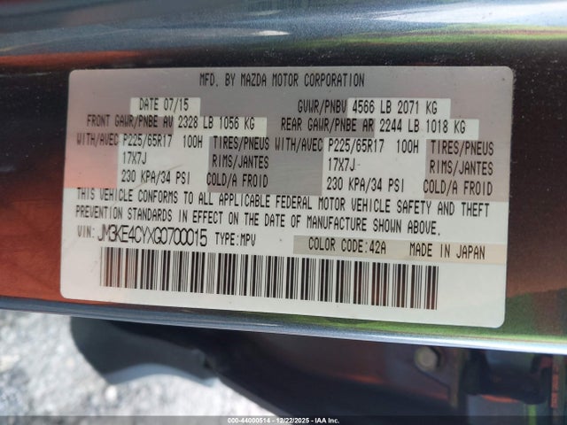 JM3KE4CYXG0700015 Mazda Cx-5 Touring