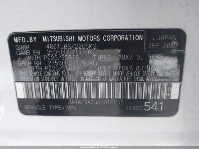 2018 MITSUBISHI OUTLANDER JA4AZ3A33JZ016205 Photo 8