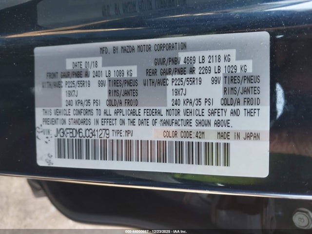 Aukcja sprzedaży 2018 Mazda Cx-5 Grand Touring, vin: JM3KFBDM6J0341279, numer aukcji: 44000667