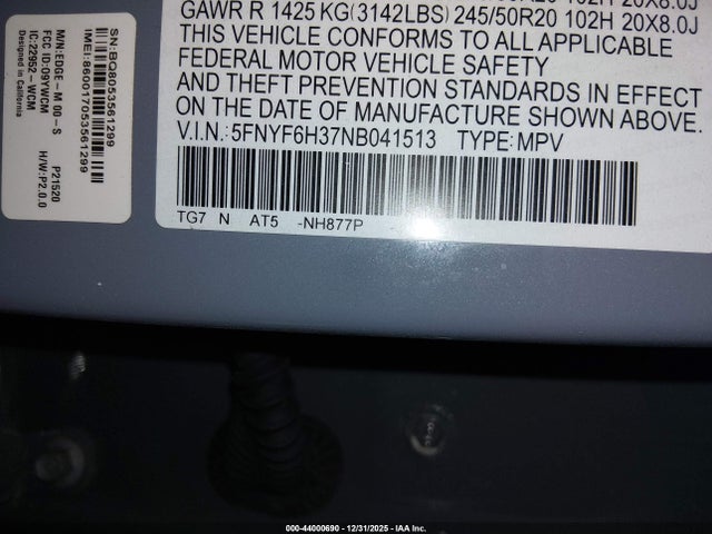 2022 HONDA PILOT 5FNYF6H37NB041513 Photo 8