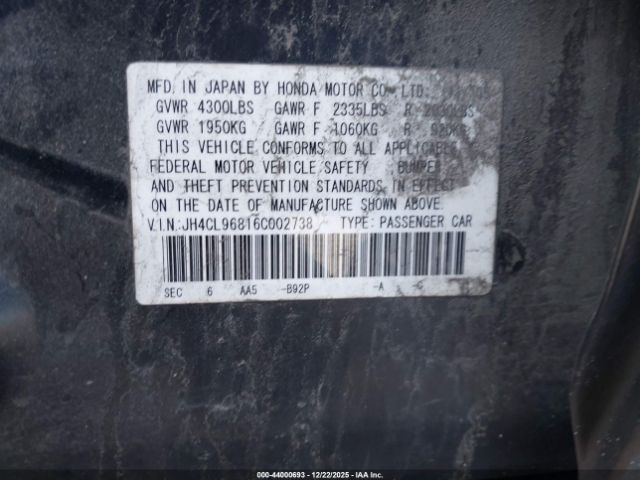 2006 ACURA TSX JH4CL96816C002738 Photo 8