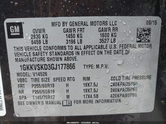 Aukcja sprzedaży 2016 Gmc Acadia Slt-2, vin: 1GKKVSKD3GJ177866, numer aukcji: 44000767