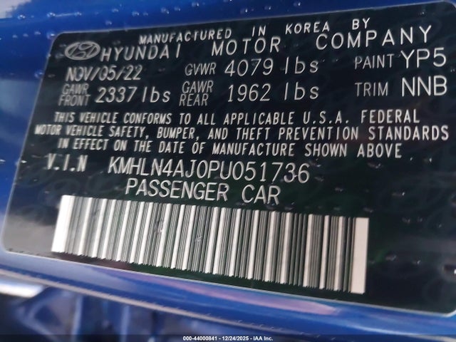KMHLN4AJ0PU051736 Hyundai Elantra Hybrid Limited