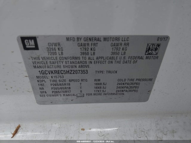 1GCVKREC5HZ207353 Chevrolet Silverado 1500 2lt