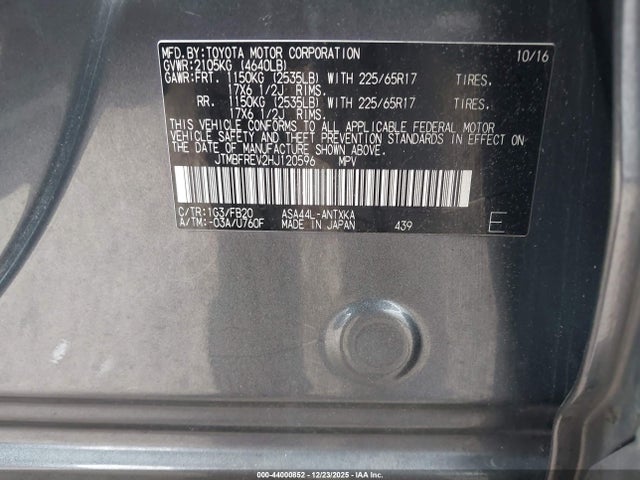JTMBFREV2HJ120596 Toyota RAV4 LE