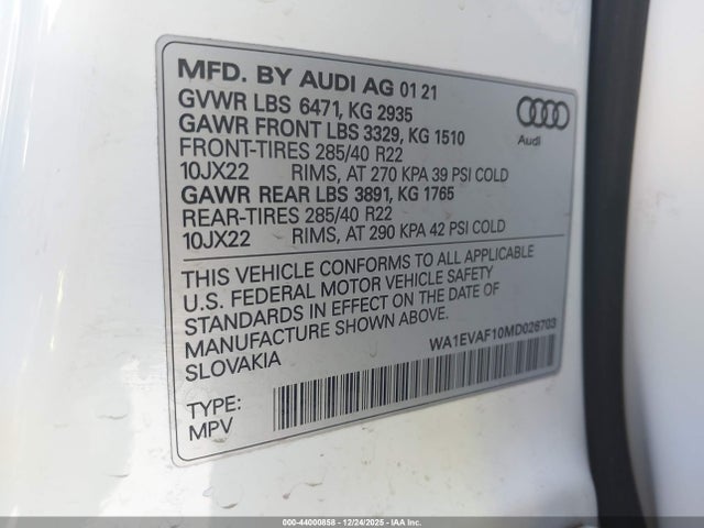 2021 AUDI Q8 WA1EVAF10MD026703 Photo 8