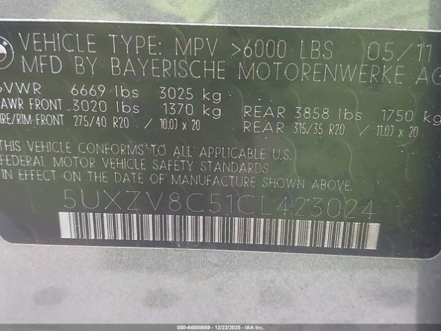 2012 BMW X5 5UXZV8C51CL423024 Photo 8