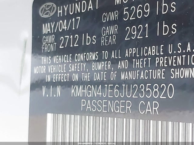 KMHGN4JE6JU235820 Genesis G80