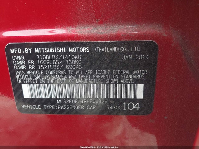 2024 MITSUBISHI MIRAGE G4 ML32FUFJ4RHF08328 Photo 8