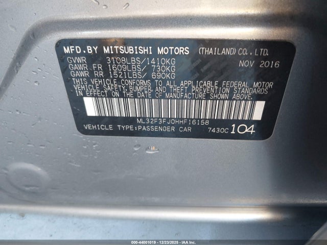 2017 MITSUBISHI MIRAGE G4 ML32F3FJ0HHF16158 Photo 8
