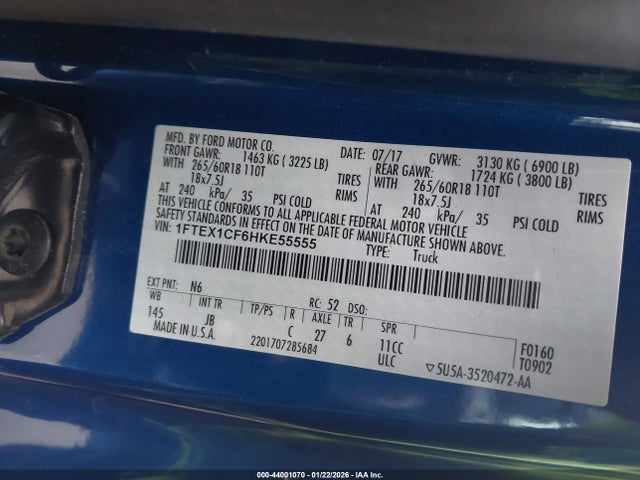 Ford F-150 Xlt 2017 1FTEX1CF6HKE55555 Image 9