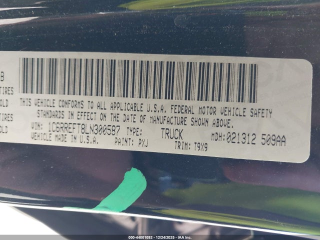 44001092 :رقم المزاد ، 1C6RREFT8LN300587 vin ، 2020 Ram 1500 Lone Star  4x2 5'7 Box مزاد بيع