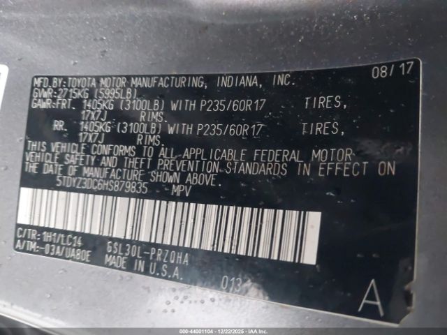 2017 TOYOTA SIENNA 5TDYZ3DC6HS879835 Photo 8