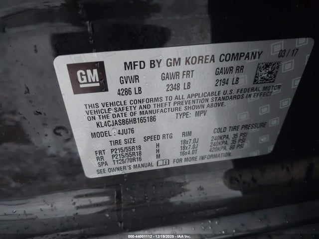 KL4CJASB6HB165186 Buick Encore Preferred