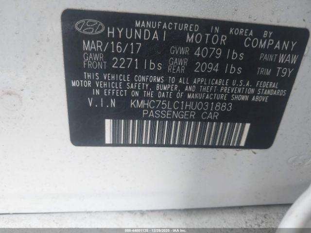 2017 HYUNDAI IONIQ HYBRID KMHC75LC1HU031883 Photo 8