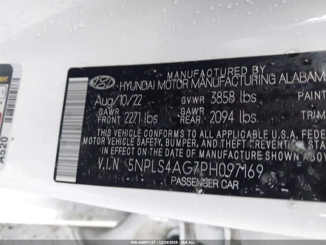 5NPLS4AG7PH097169 Hyundai ELANTRA SEL