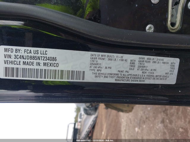 Продажа на аукционе авто 2022 Jeep Compass Latitude 4x4, vin: 3C4NJDBB5NT234086, номер лота: 44001152