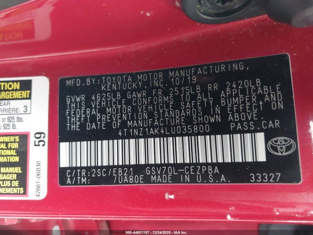 4T1NZ1AK4LU035800 Toyota CAMRY TRD