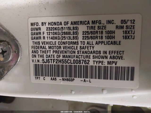 2012 HONDA CROSSTOUR 5J6TF2H55CL008762 Photo 8