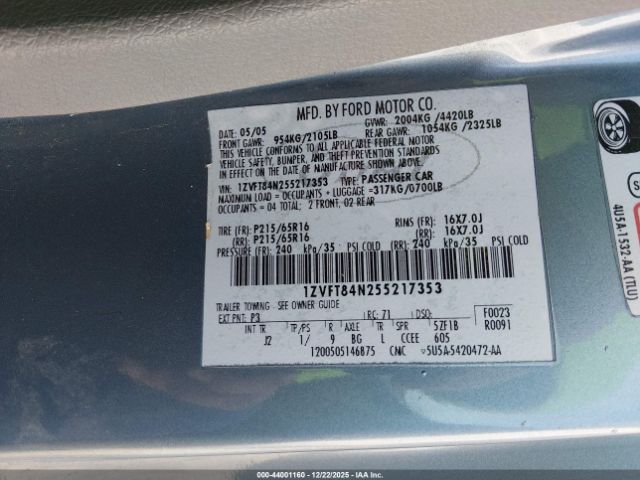 2005 FORD MUSTANG 1ZVFT84N255217353 Photo 8