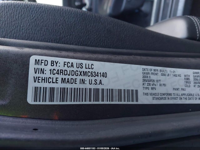1C4RDJDGXMC634140 Dodge Durango Gt Plus Awd