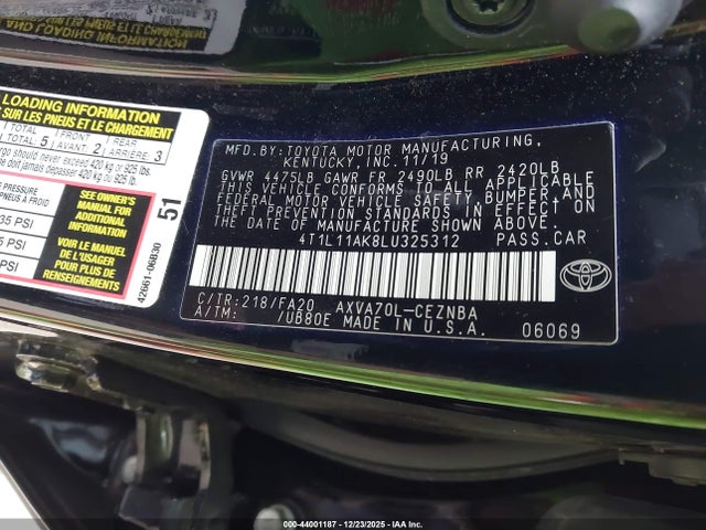 4T1L11AK8LU325312 Toyota CAMRY LE