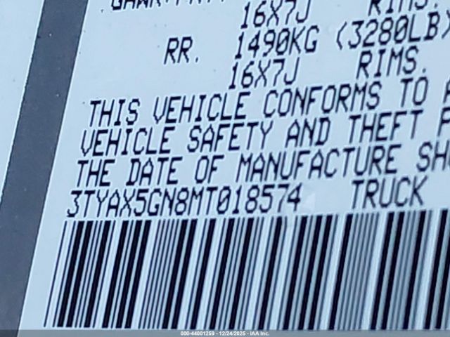 2021 TOYOTA TACOMA 3TYAX5GN8MT018574 Photo 8