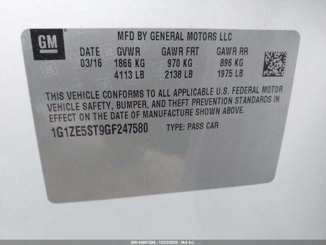 1G1ZE5ST9GF247580 Chevrolet MALIBU 1LT