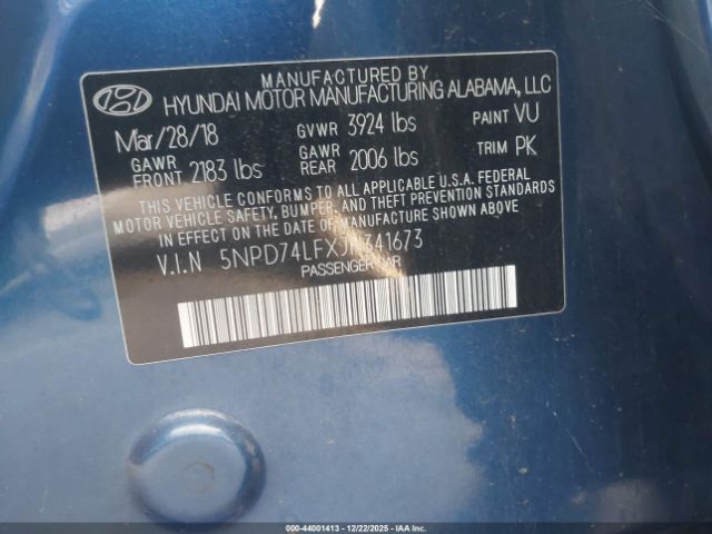 2018 HYUNDAI ELANTRA 5NPD74LFXJH341673 Photo 8