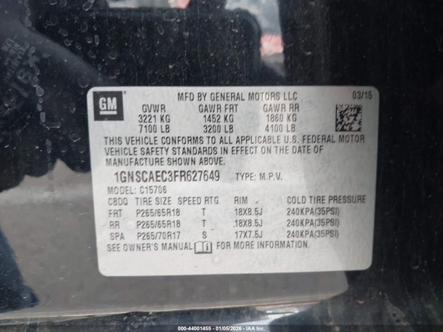 1GNSCAEC3FR627649 Chevrolet Tahoe Ls