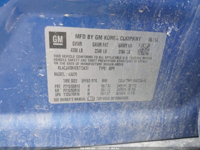 44001463 :رقم المزاد ، KL4CJASB4EB773431 vin ، 2014 Buick Encore مزاد بيع