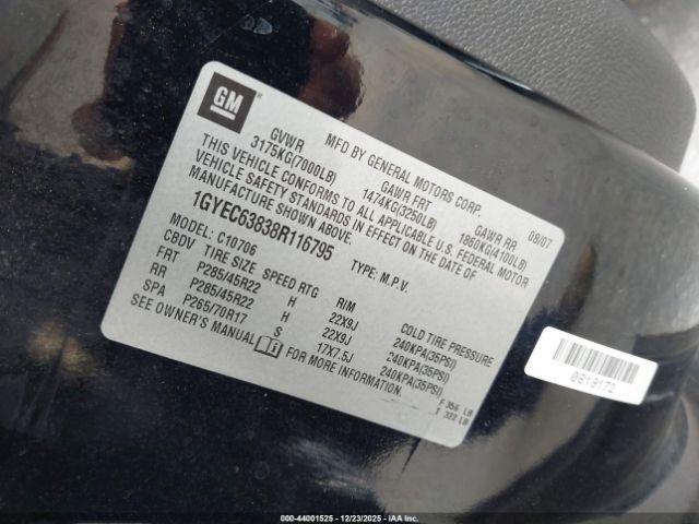 2008 CADILLAC ESCALADE 1GYEC63838R116795 Photo 8