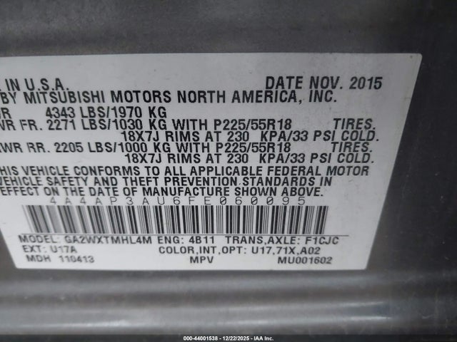 2015 MITSUBISHI OUTLANDER SPORT 4A4AP3AU6FE060095 Photo 8